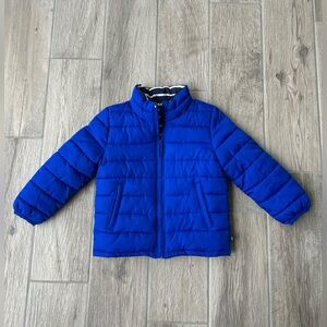 GAP Reversible Blue/Navy Stripe Puffer Jacket Boy Size 4